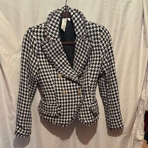 Dolan from Anthropologie Houndstooth Blazer with Gold Buttons